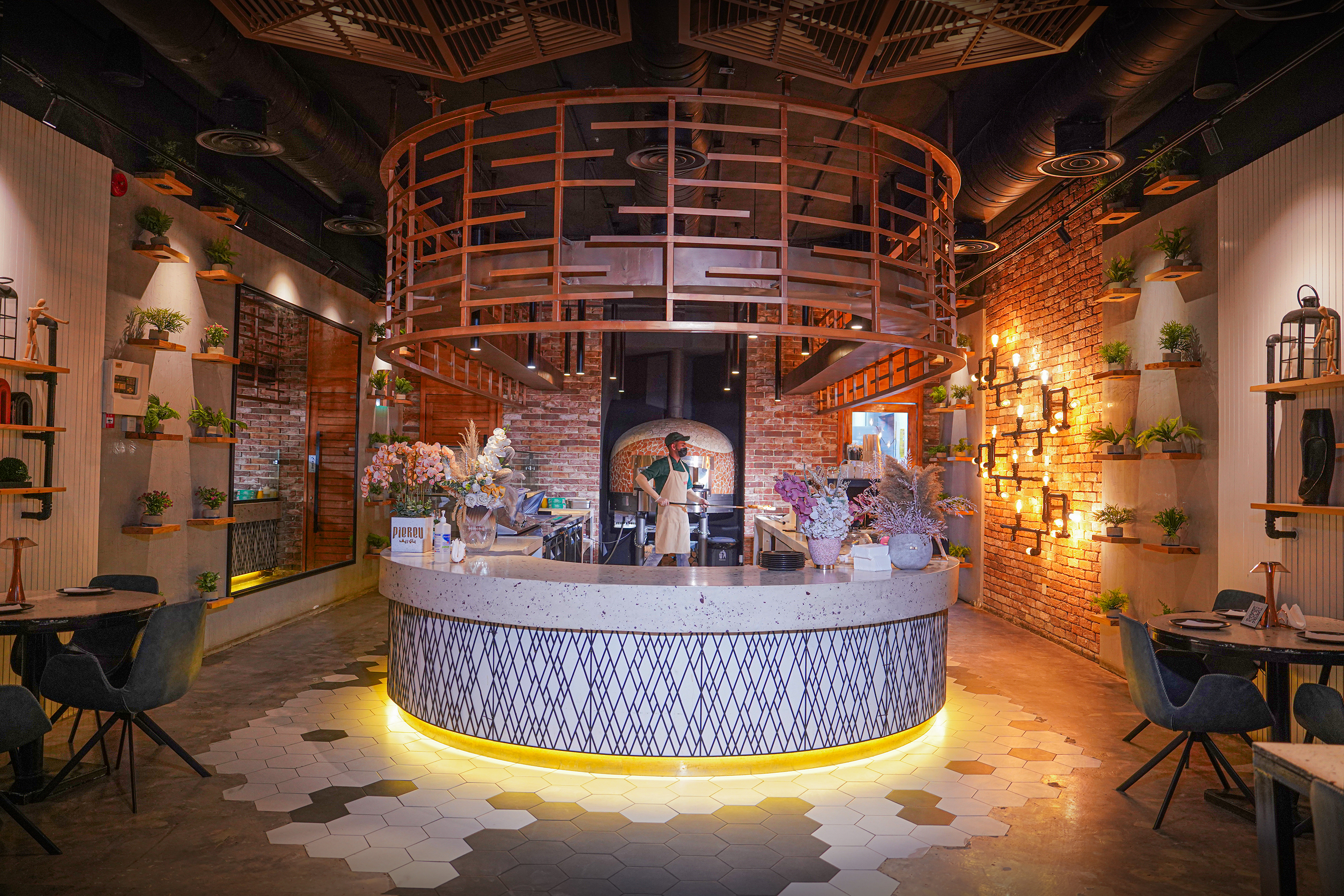 PieRev restaurant interior with elegant seating