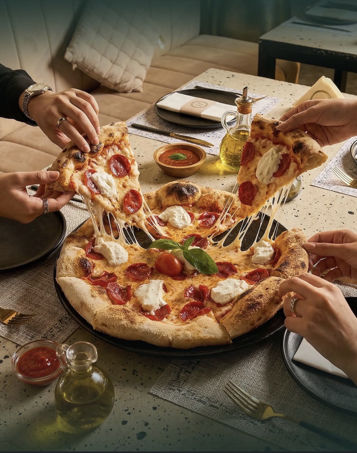 PieRev artisan truffle pizza in a premium restaurant setting